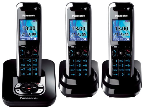Panasonic KX-TG8423EB Colour DECT Trio Telephone with Answer Machine - Black