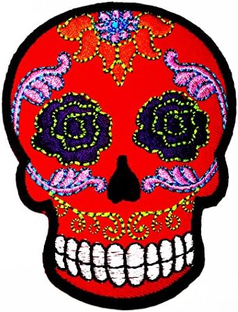 Day of the Dead Decal Rockabilly Rock Vintage Sugar Skull Appliques Hat Cap Polo Backpack Clothing Jacket Shirt DIY Embroidered Iron on / Sew on Patch By Pbear Shop
