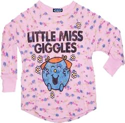 Junk Food Little Miss Giggles Flower 3/4 Sleeves Thermal Pink Juniors T-shirt Tee