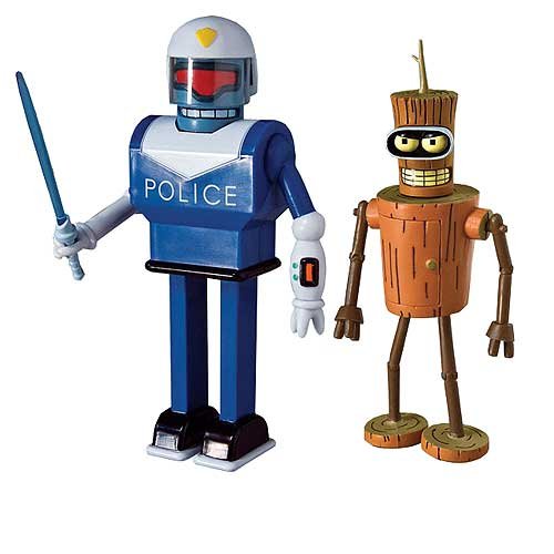 Futurama-Series-9-Action-Figure-Set-of-2--Wooden-Bender-and-URL
