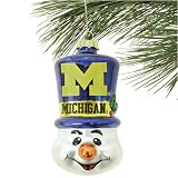 Michigan Wolverines Top Hat Snowman Blown Glass Ornament