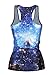 Amoluv Hot Women Blue Galaxy Printed Sleeveless T Shirt Vest Tank Tops