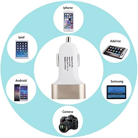 Uber Power Car Charger Usb 30w 3ports- Fast Usb External Charger-travel Charge-morzen® ((Titanium Gold & White))