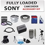 Image of Ultimate Accessory Kit for Sony HDR-PJ10, HDR-CX560, HDR-CX700, HDR-XR160, Hdr-cx130, Hdr-cx160, Hdr-xr550v, Hdr-xr500 Camcorders Including 3 Extra Lens, 8gb Sdhc Memory Card, Card Reader, Extended Life Battery + Charger, Case, Tripod and More !!!