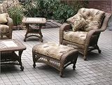 Fire Stone Wicker Ottoman W/ Batik Palm Cushion