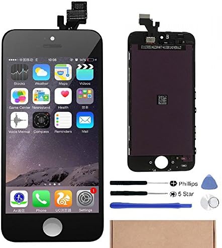 Cellpparts LCD Touch Screen Digitizer Frame Assembly Full LCD Display Touch Screen Replacement for iPhone 5 (Black)