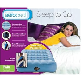 Aerobed 08411 Twin Size Sleep to Go Air Mattress w Messenger Bag