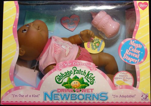 Childrens Toyshop  Toys : Cabbage Patch Drink 'N' Wet Newborns African American Doll
