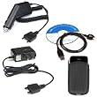 Rapid Car Charger + Home Travel Charger + Sync USB Data Cable + Black Carrying Pouch Case for Sony Ericsson W760, W760a, W518, W518a