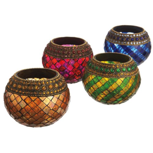 Set of 4 Glass Candle Holders