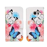 Samsung Galaxy S7 Edge Case,JinLi Printed Pattern Filio Wallet Cellphone Book Protective Cover Designed with Credit Card Slot and Money Holder and Kickstand for Hands Free video (color butterfly)