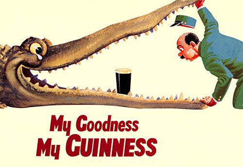 Guinness Poster, My Goodness, My Guinness, Alligator, Pint of Beer, Zoo Keeper