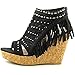 Not Rated Frolic In Fringe Women Open Toe Canvas Wedge Sandal