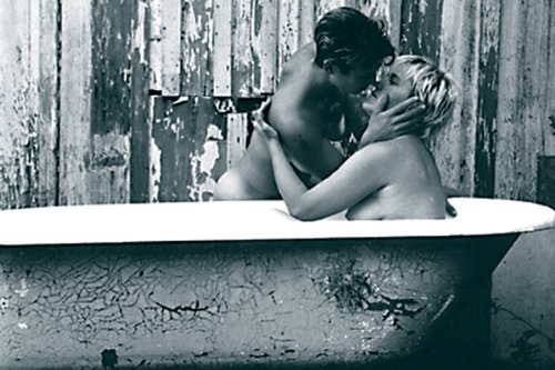 Naked Kissing Lesbians In A Bath Tub. Black & White Art Poster Print - 22