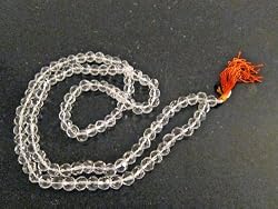 Yoga Meditation Gift- Quartz Crystal Full Mala Japa Mala Sphatik Transparent Stone for Mind Concentration 108+1