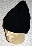 Black Folded Long Beanie Flex Fit Plain Skull Cap Hat