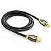 FARSTRIDER® 6 Feet (1.8 Meters) HDMI v2.0/1.4a HDMI Cable Ultra High Speed, Support 3D 2160P, HD 4k, Ultra HD, PS4 SKY, Ethernet Function, Audio Return Channel,Ultra-high Speed Lossless Audio and Video Transmission, Zinc Metal Alloy Shielding Shell, 24K Gold Connector, Durable PVC Jacket and Nylon Mesh Braid, Type Male A to Type Male A, Gun Black/Yellow - Latest Specification