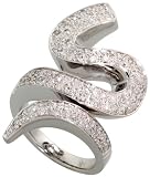 14k White Gold Diamond Snake Band, w/ 0.85 Carat Brilliant Cut Diamonds, 1 3/16 in. (30mm) wide