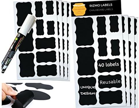 Versatile - Value Pack - 40 Chalkboard Labels with Chalkboard Marker Bundle - Includes Re-writeable Chalkboard Labels and Chalkboard Markers.