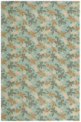 2'6" x 4'3" Rectangular Oscar Isberian Rugs Area Rug Sky Blue Color Hand Hooked China "Martha Stewart Collection"