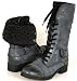 Hot Womens Riding Mid-Calf Black Combat Boots