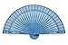 Quasimoon PaperLanternStore.com 8 Inch Turquoise Blue Folding Wood Panel Hand Fan with White Organza Bag for Weddings