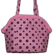 Designer Dog Carrier - Open Top Polka Dot Totes Pet Carrier - Pink & Brown