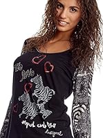 Desigual Camiseta Manga Larga (Negro)