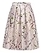 ACEVOG Women's Floral Print Skater Midi Skirt With Pleat A-Line Flared Skirt Dress
