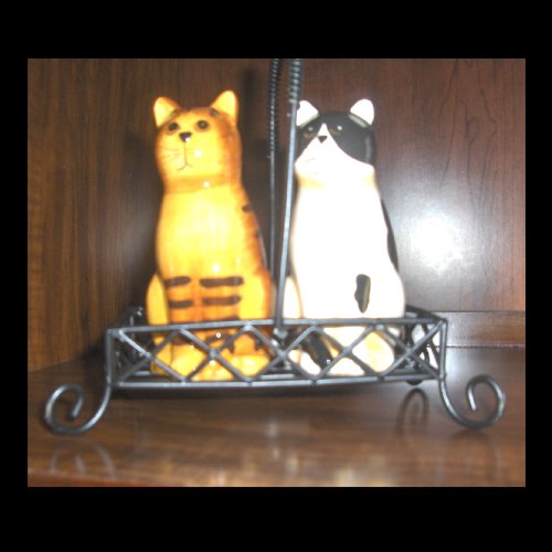 Cat Salt & Pepper Metal Basket