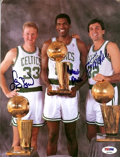 Larry Bird, Parish & McHale Autographed/Hand Signed Magazine Photo Page PSA/DNA #P22351