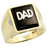 51OVGu3D%2BqL. SL160  10k Gold in. DAD in. Ring, w/ 0.03 Carat Brilliant Cut Diamonds & 13x11mm Rectangular Black Onyx, 9/16 in. (15mm) wide, size 10.5