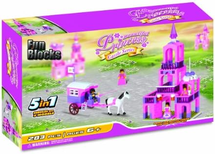 Fun Blocks (Compatible with Lego) Beautiful Princess Castle 5-in-1 Brick Set (283 Pieces)