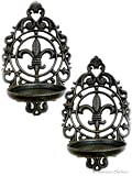 Pair Large French Cast Iron Wall Mount Candle Sconces 2