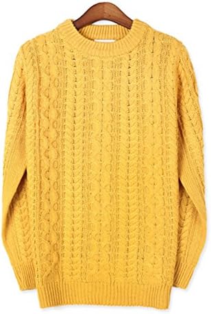 Men's Premium Multi Twisted Crewneck Sweater Jumper Knit Pullover (Medium, Yellow)