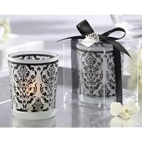  Damask Traditions inch Frosted Glass Tea Light Holder with Kate Aspen Signature Charm (Set of 192) - Baby Shower Gifts & Wedding Favors