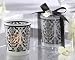 Damask Traditions Black and White Frosted Glass Tea Light Holder with Kate Aspen Signature Charm