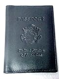 Blue Leather USA Embossed Passport Holder Cover