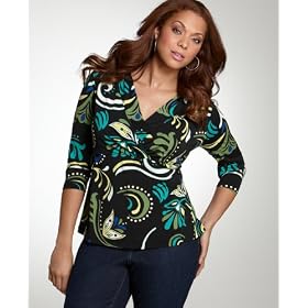 Buy Alfani Plus Size Top, Three-Quarter Sleeve Printed Knit by Alfani