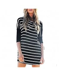 Sexy Polyester Above the Knee Striped Print Mini Dress 