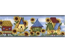 Birdhouse - Birds & Sunflowers - Wall Paper Border
