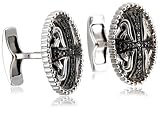 Sterling Silver Black Diamond Cross Cuff Links