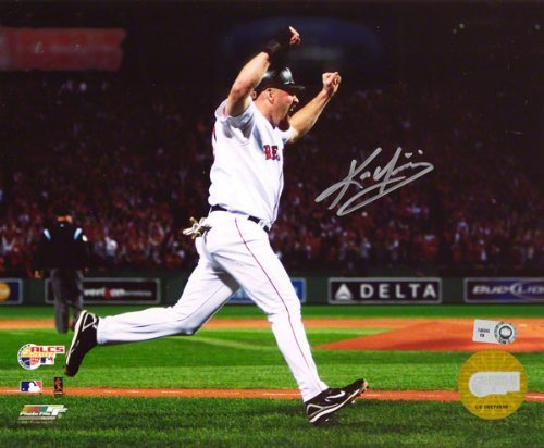 Mounted Memories Boston Red Sox Kevin Youkilis Autographed 8x10 Arms Up Celebration Photo