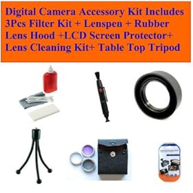 Panasonic Lumix Dmc-gh2, Dmc-gh2k, Dmc-gh2kk, Dmc-gh2kk, Dmc-gh2 Body Digital Cameras Attached to Panasonic Lumix G Vario 14-45mm Lens Digital Camera Accessory Kit Includes 3pcs Filter Kit + Lenspen + Rubber Lens Hood +Lcd Screen Protector+ Lens Cleaning Kit+ Table Top Tripod