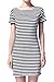 S-ZONE Casual Striped T shirt Dress For Womens,Suggest one or two Size Up