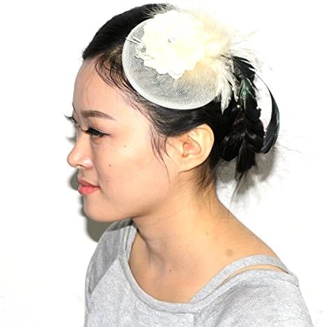 Celestte(TM) Womens Fascinator Hat with Feathers and Pearl Center Party Derby Wedding Accessory Brooch (Yellow)