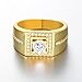 YiLinger Exquisite Men Jewelry Gold Plated Square White Cubic Zirconia Wide Band Rings Size 10