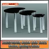 Modern Heart Nest of 3 Coffee tables Set Black Glass & Chrome Legs 51OVlkVx9QL. SL160