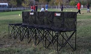 Sweat Bench - 6 Seat Folding Bench with Back - Black