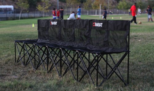 Sweat Bench - 6 Seat Folding Bench with Back - Black
